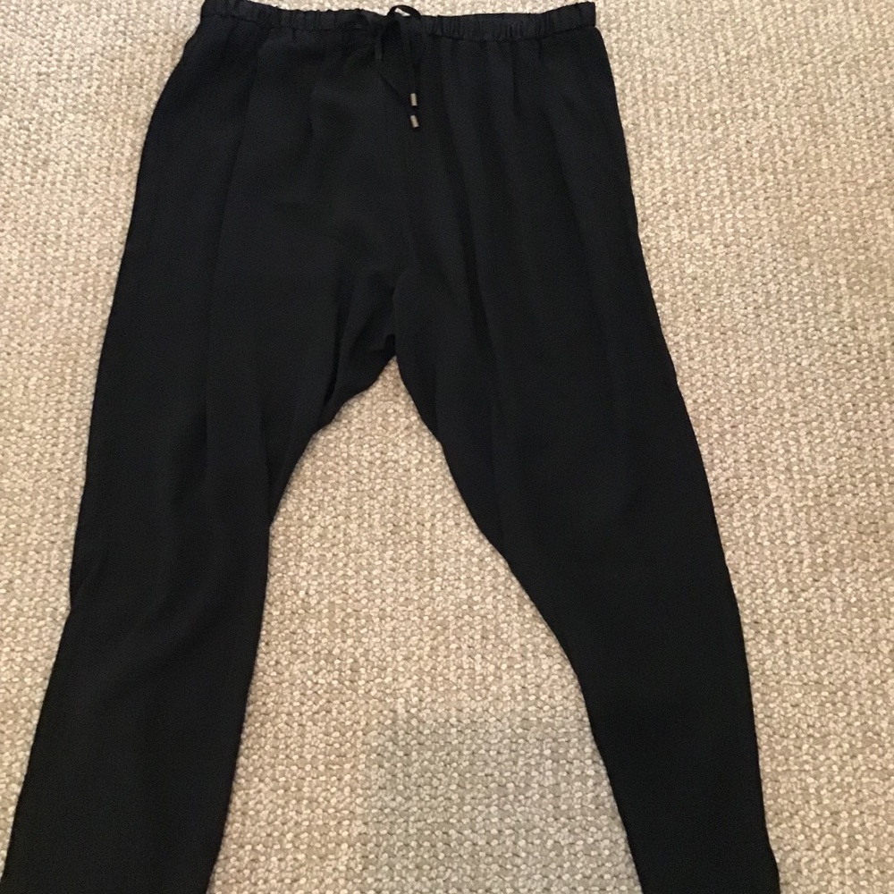 Eileen Fisher Black silk harem pants